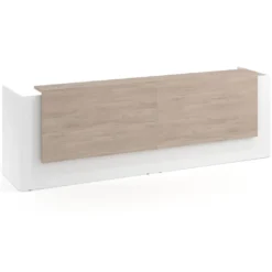 Mostrador doble con doble encimera larga, estructura blanco mate