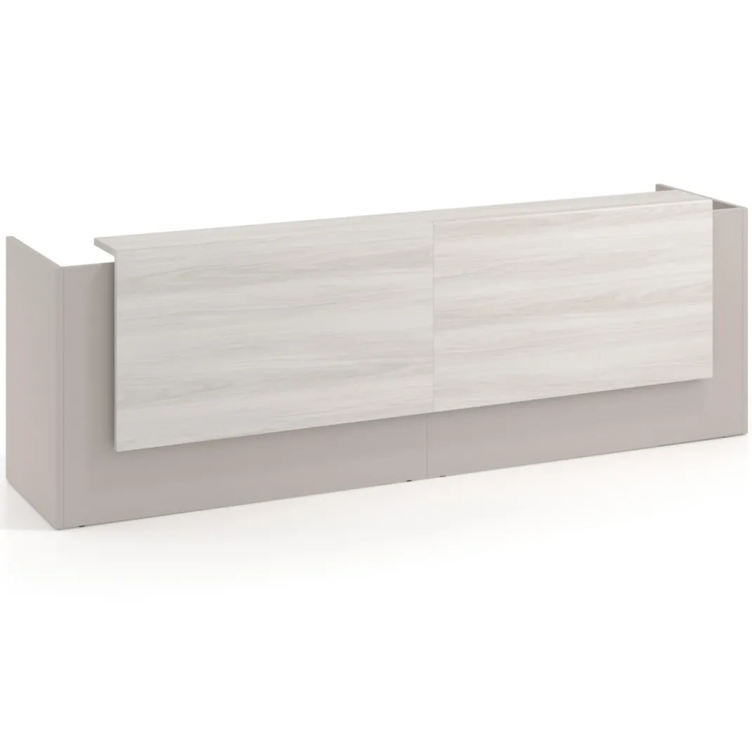 Mostrador doble con doble encimera larga, estructura gris coco