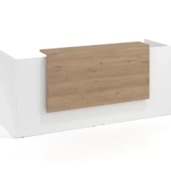 Mostrador doble con encimera larga, estructura blanco mate