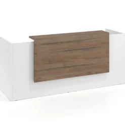 Mostrador doble con encimera larga, estructura blanco mate