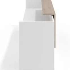 Mostrador doble con encimera larga, estructura blanco mate