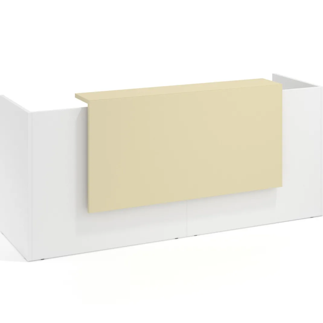 Mostrador doble con encimera larga, estructura blanco mate
