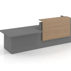 Mostrador inicial con módulo de atención, estructura monocolor