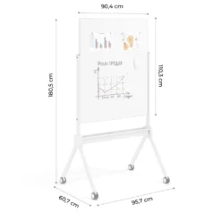 Pizarra Magnética móvil de doble cara Flex, cristal, bastidor de aluminio
