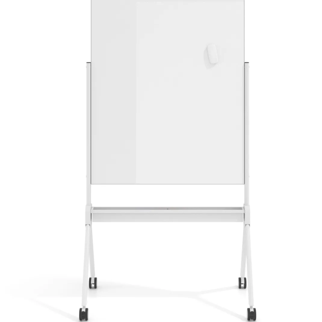 Pizarra Magnética móvil de doble cara Flex, cristal, bastidor de aluminio