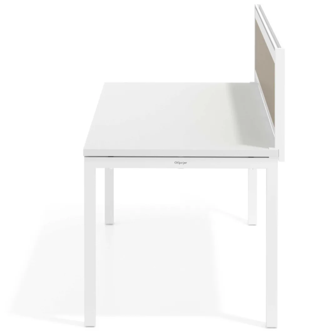 Separador de aluminio Wall para mesa individual en melamina, estructura blanca