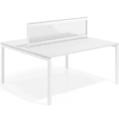 Separador de aluminio Wall para mesa individual en melamina, estructura blanca