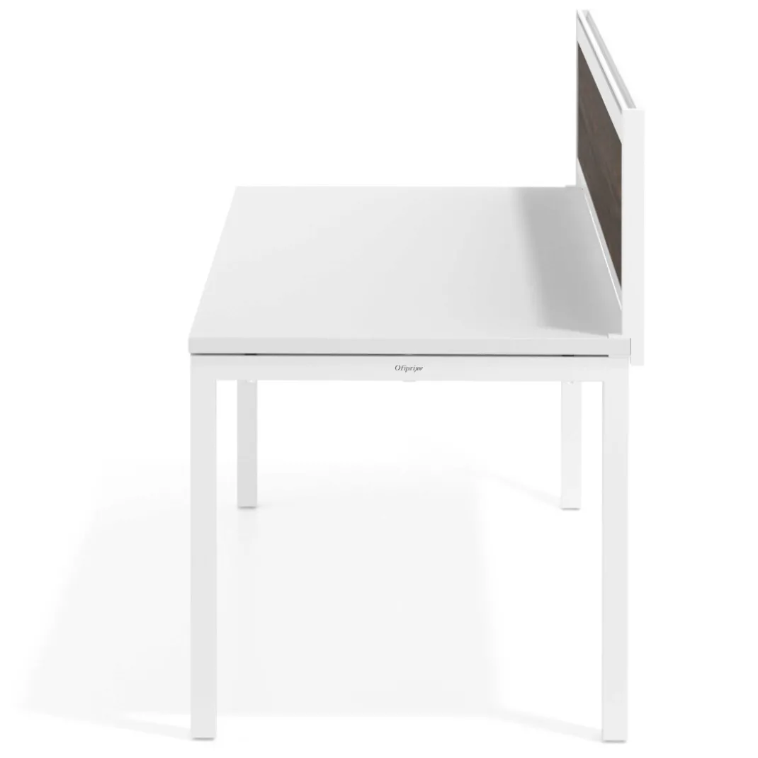 Separador de aluminio Wall para mesa individual en melamina, estructura blanca
