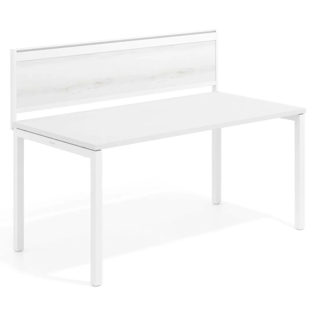Separador de aluminio Wall para mesa individual en melamina, estructura blanca