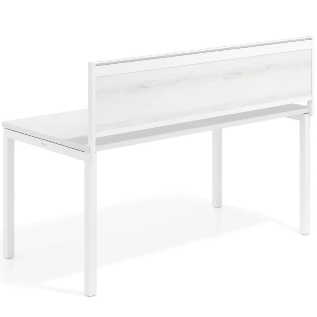 Separador de aluminio Wall para mesa individual en melamina, estructura blanca