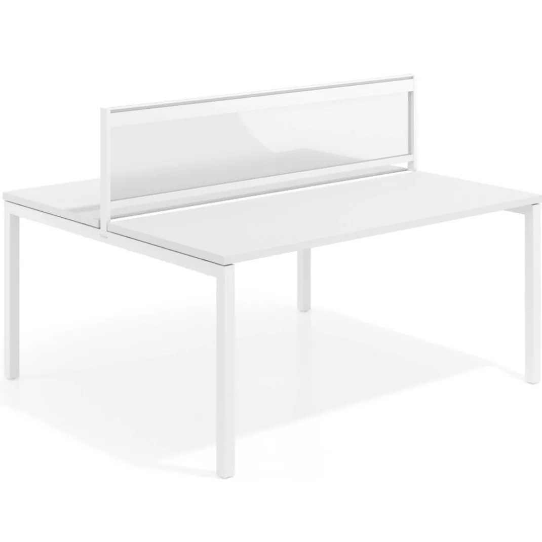 Separador de aluminio Wall para mesa doble coworking en melamina