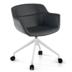 Silla confidente Anne, Giratoria Ruedas Asiento Ecopiel