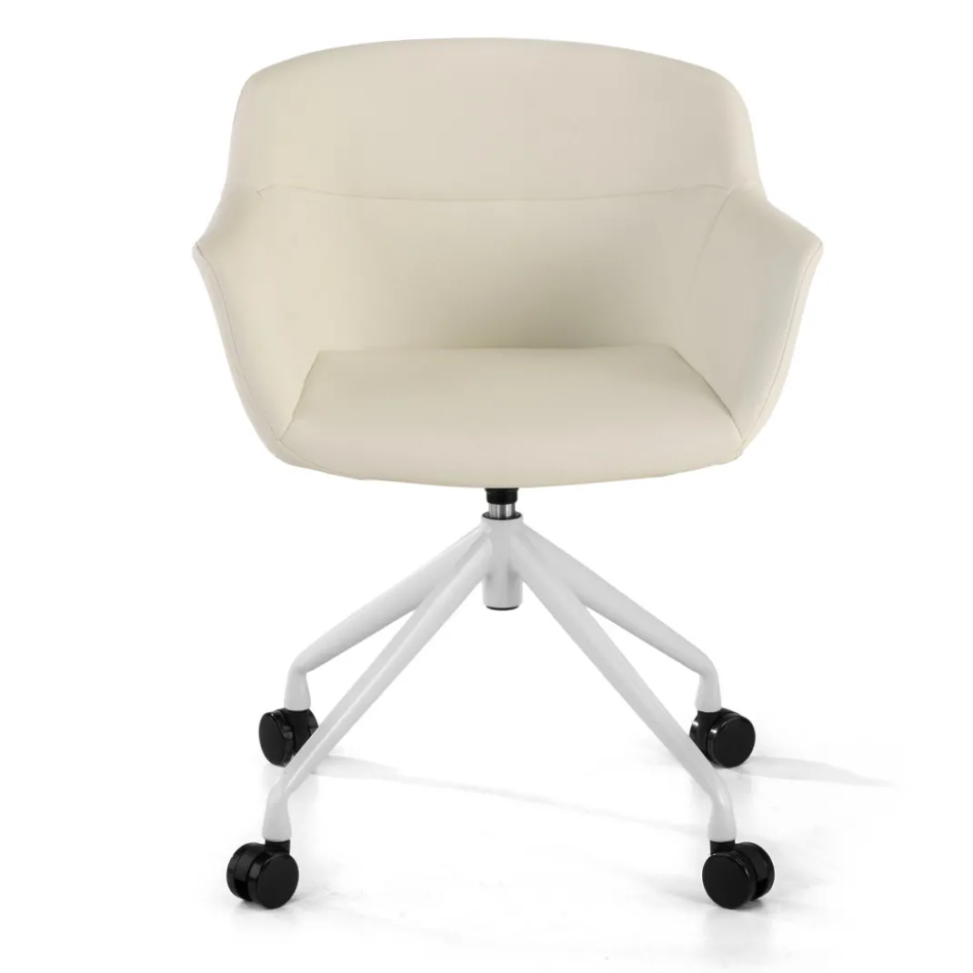 Silla confidente Anne, Giratoria Ruedas Asiento Ecopiel
