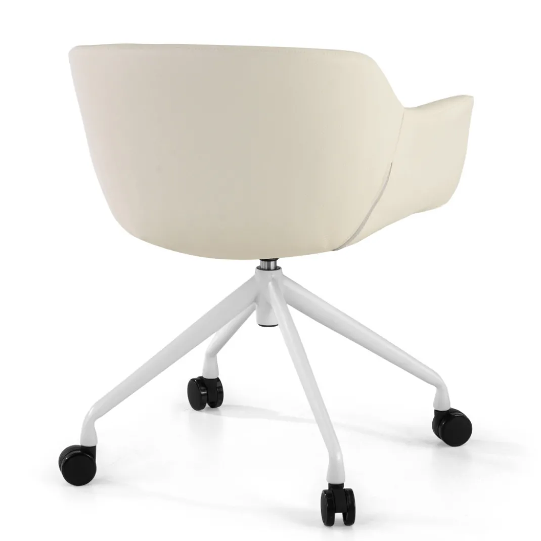 Silla confidente Anne, Giratoria Ruedas Asiento Ecopiel