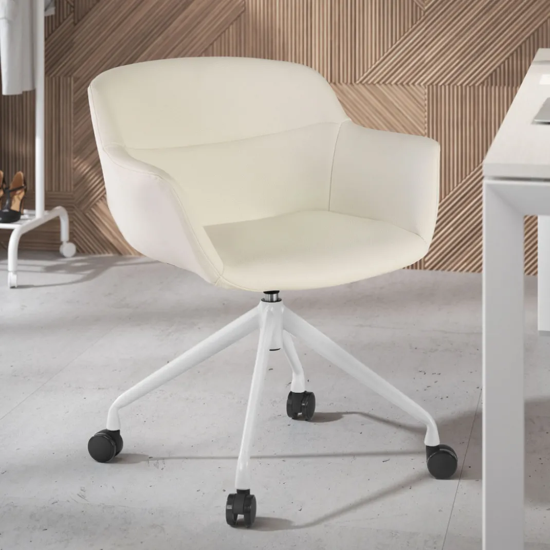 Silla confidente Anne, Giratoria Ruedas Asiento Ecopiel