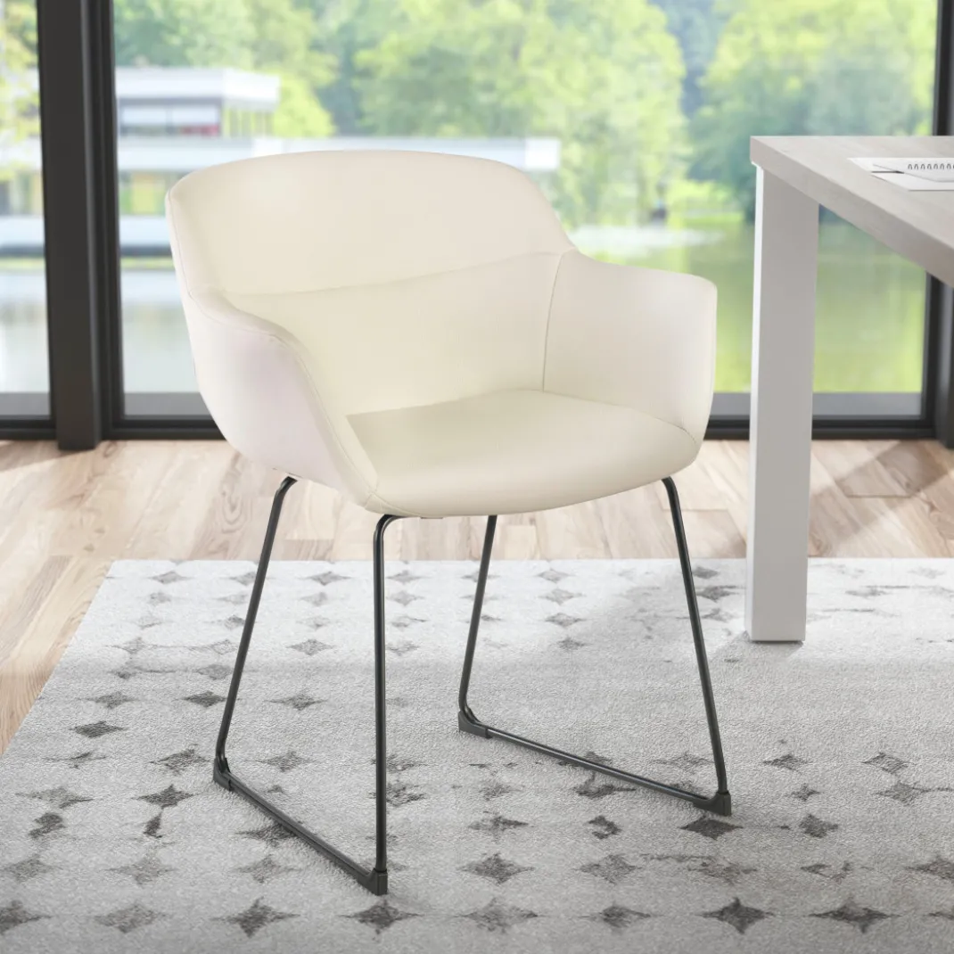 Silla confidente Anne, patín Asiento Ecopiel