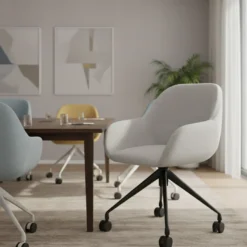 Silla confidente con ruedas moon base de aluminio