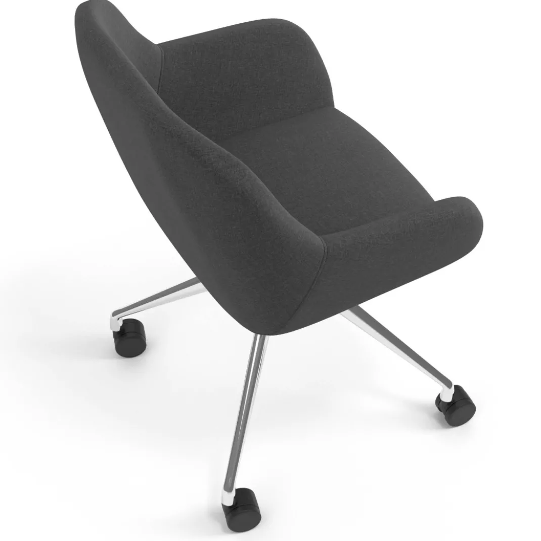 Silla confidente con ruedas moon base de aluminio