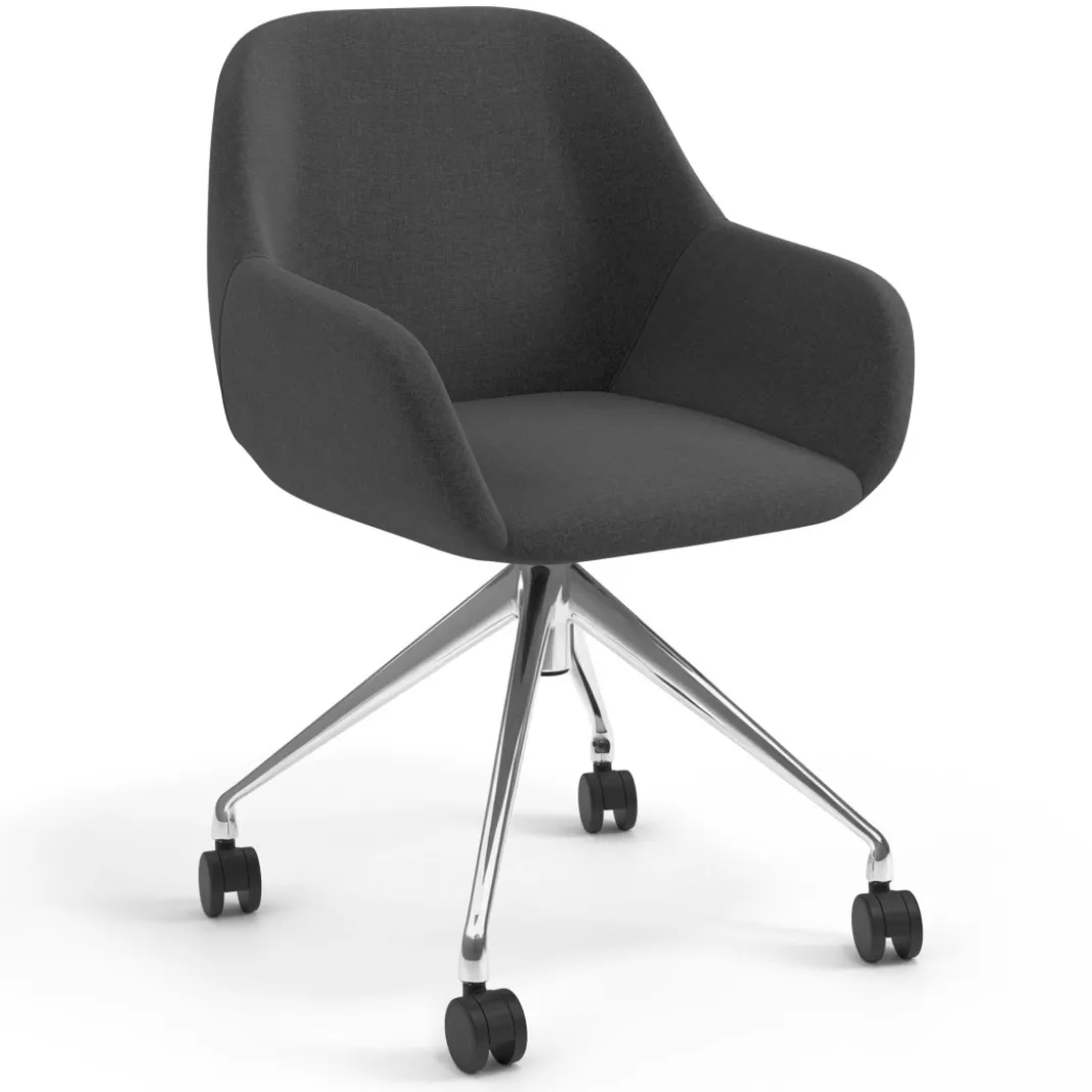 Silla confidente con ruedas moon base de aluminio