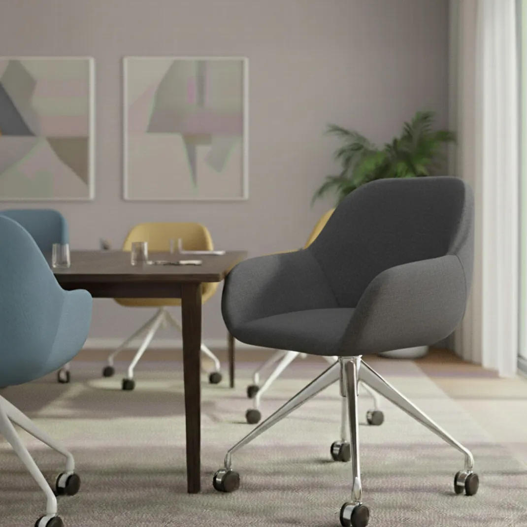 Silla confidente con ruedas moon base de aluminio