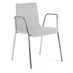 Silla confidente Cube 4 Patas con brazos estructura cromo ecopiel
