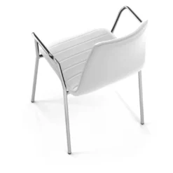 Silla confidente Cube 4 Patas con brazos estructura cromo ecopiel