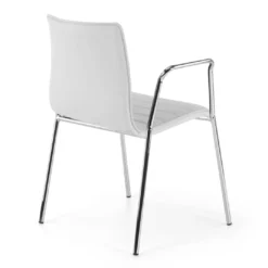 Silla confidente Cube 4 Patas con brazos estructura cromo ecopiel