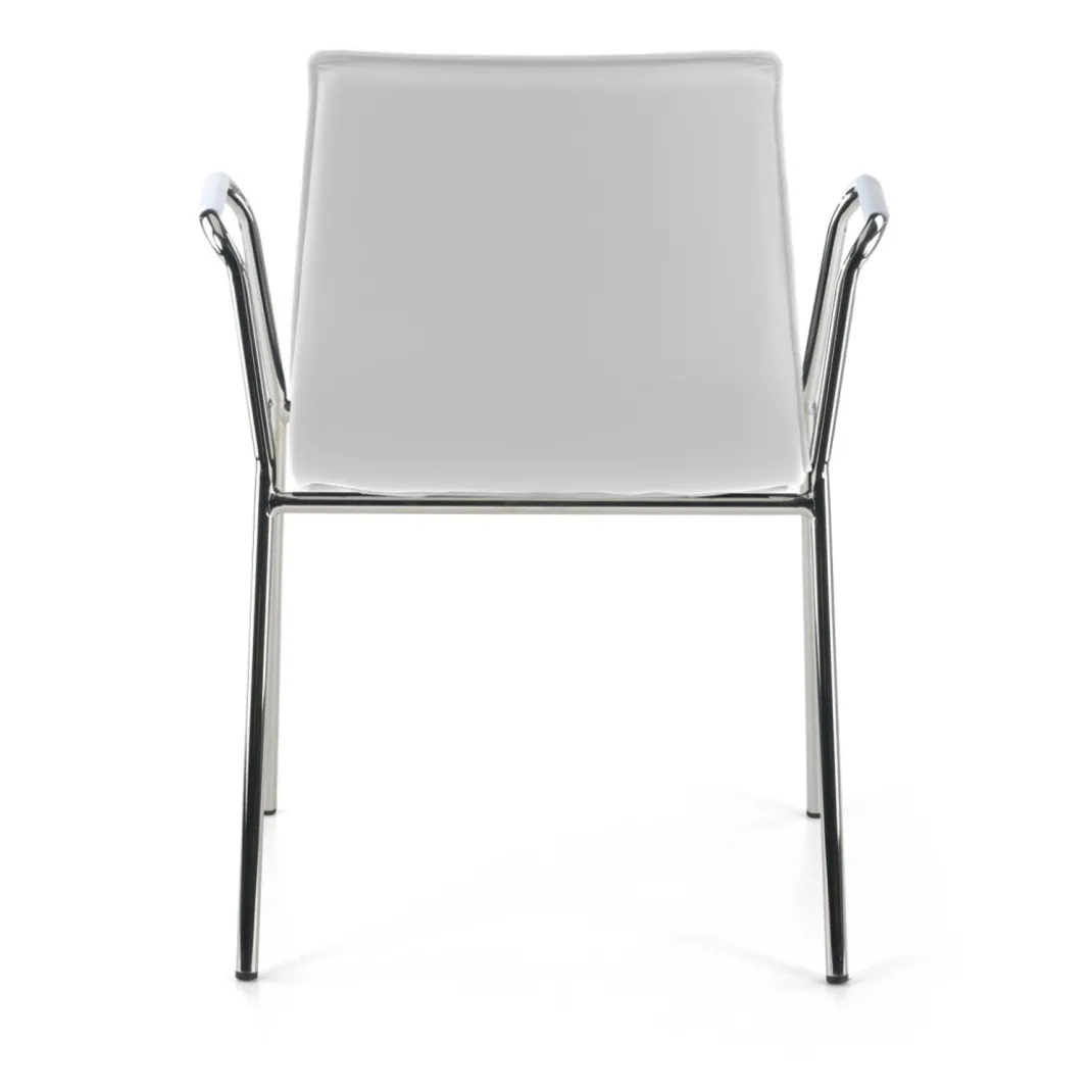Silla confidente Cube 4 Patas con brazos estructura cromo ecopiel