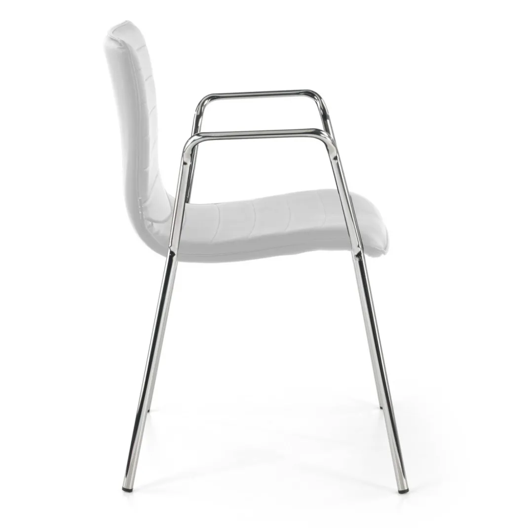 Silla confidente Cube 4 Patas con brazos estructura cromo ecopiel
