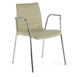 Silla confidente Cube 4 Patas con brazos estructura cromo ecopiel