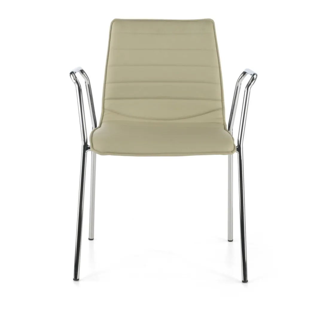 Silla confidente Cube 4 Patas con brazos estructura cromo ecopiel