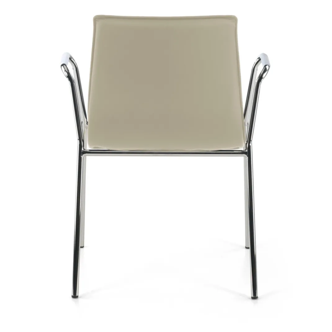 Silla confidente Cube 4 Patas con brazos estructura cromo ecopiel