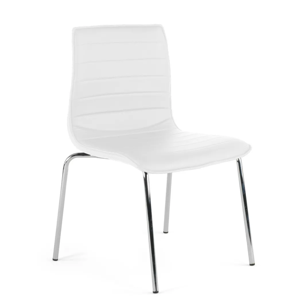 Silla confidente Cube 4 Patas estructura cromo ecopiel