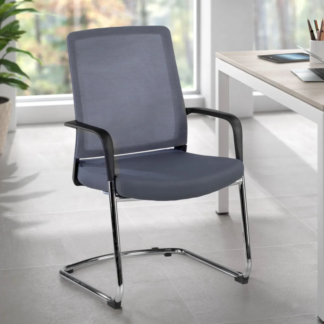 Silla confidente Dante patín, respaldo ergonómico red