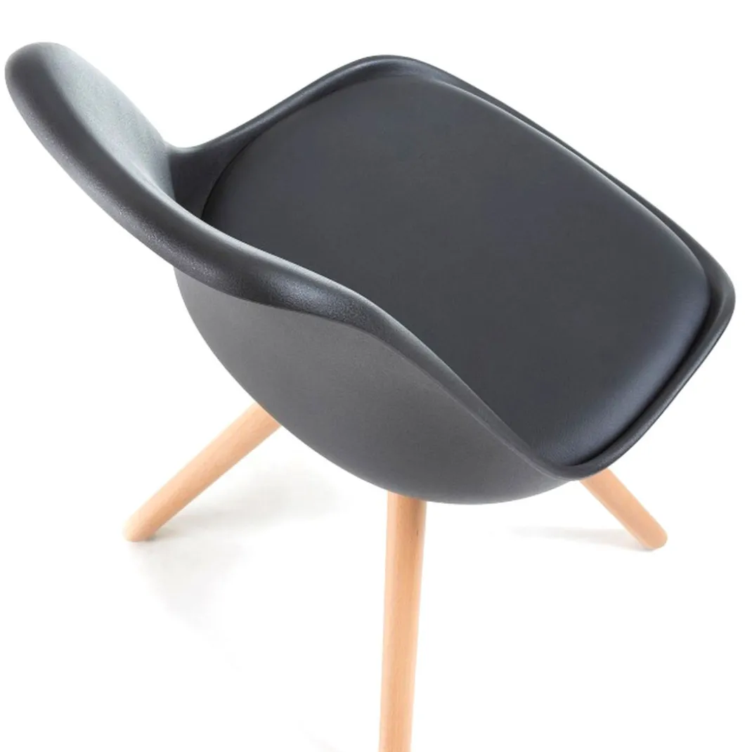 Silla confidente de diseño Nordic, patas de madera