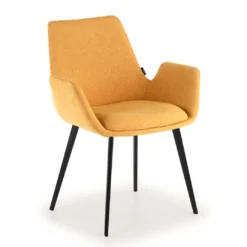 Silla Confidente Elodie, 4 Patas, brazos tapizados, Estructura metálica
