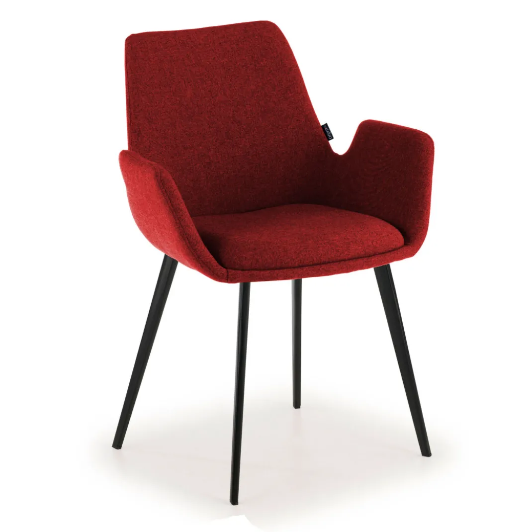 Silla Confidente Elodie, 4 Patas, brazos tapizados, Estructura metálica