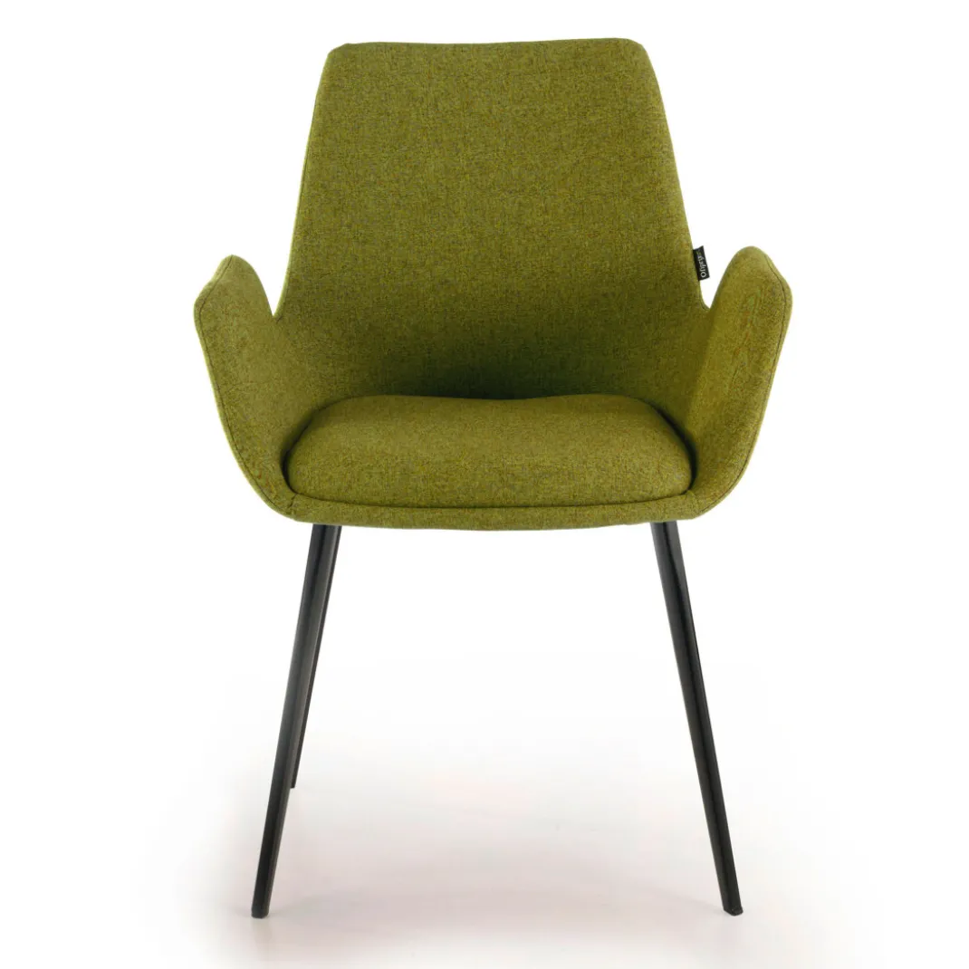 Silla Confidente Elodie, 4 Patas, brazos tapizados, Estructura metálica