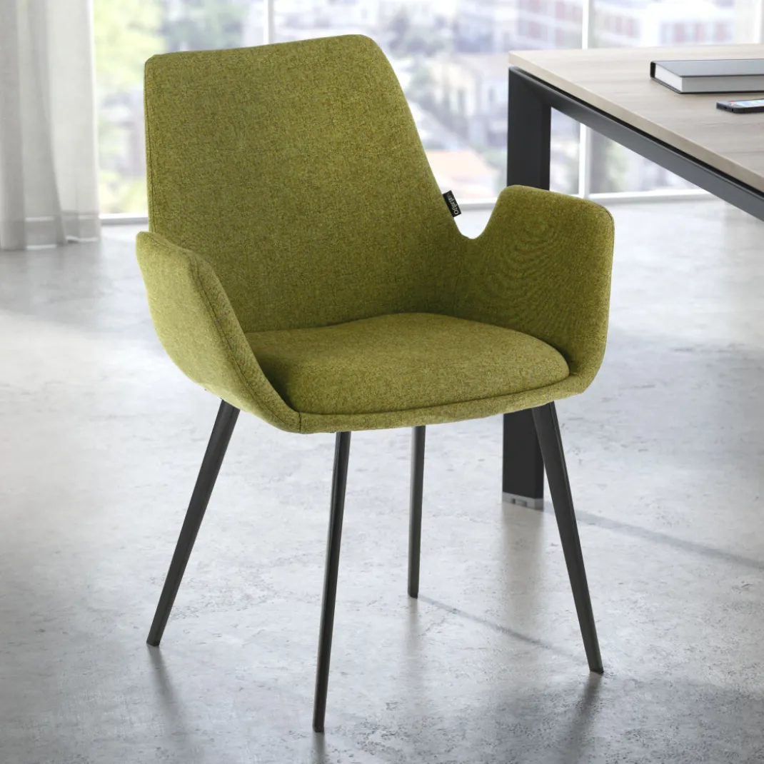 Silla Confidente Elodie, 4 Patas, brazos tapizados, Estructura metálica