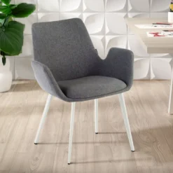 Silla Confidente Elodie, 4 Patas, brazos tapizados, Estructura metálica