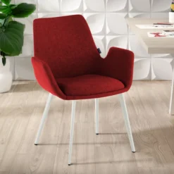 Silla Confidente Elodie, 4 Patas, brazos tapizados, Estructura metálica