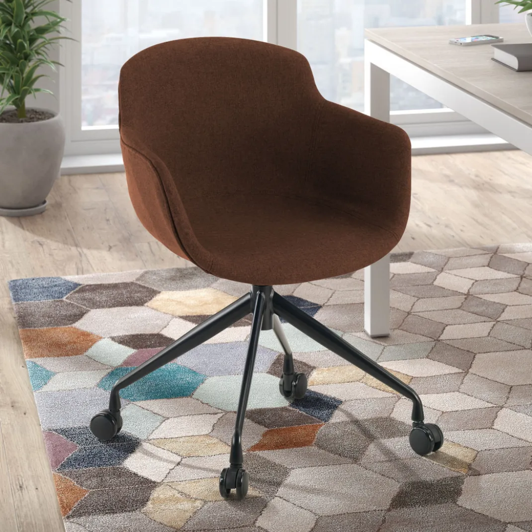 Silla Confidente Ivonne, Giratoria con ruedas, Tapizada