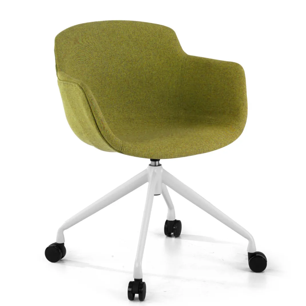 Silla Confidente Ivonne, Giratoria con ruedas, Tapizada