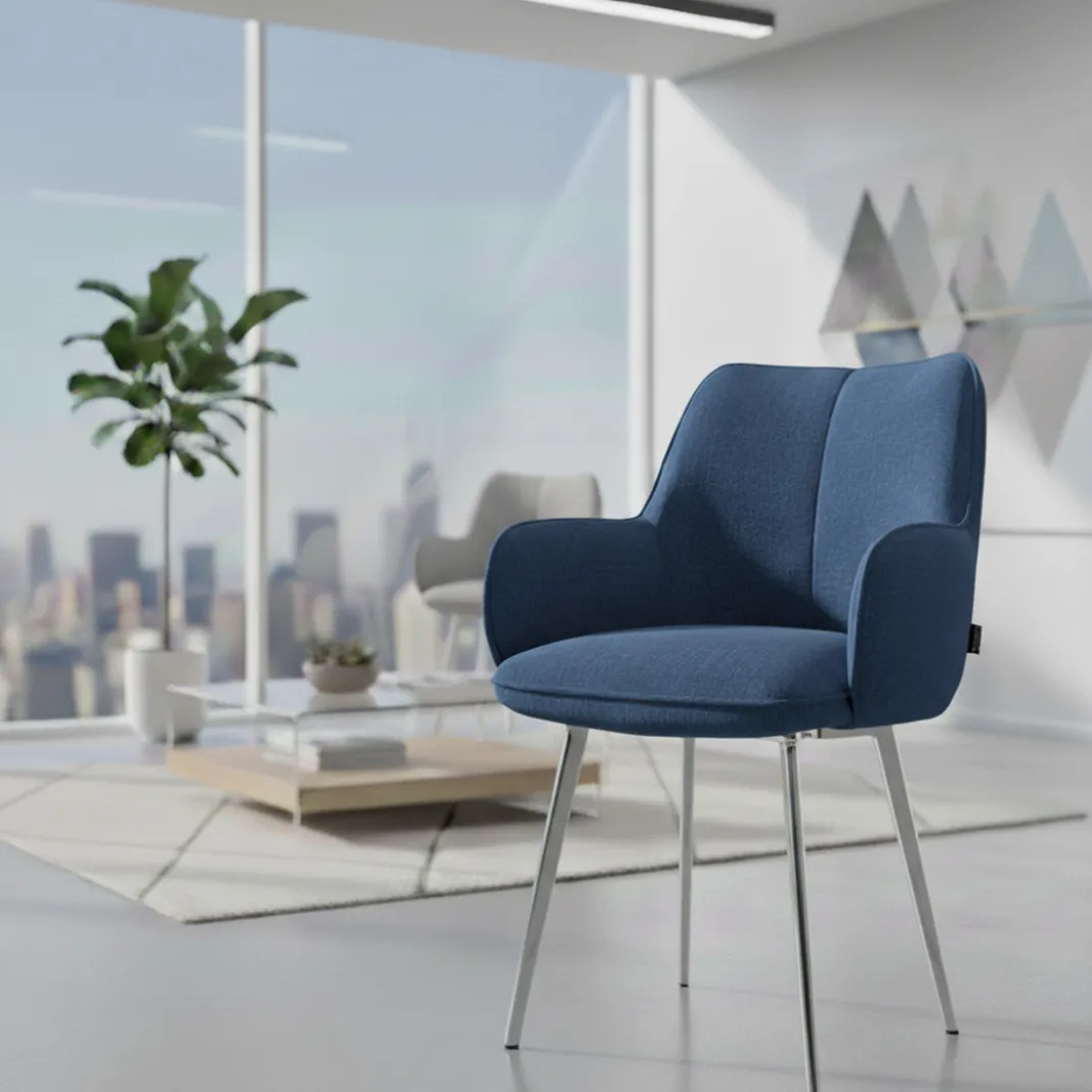 Silla confidente tapizada Gala, estructura 4 patas