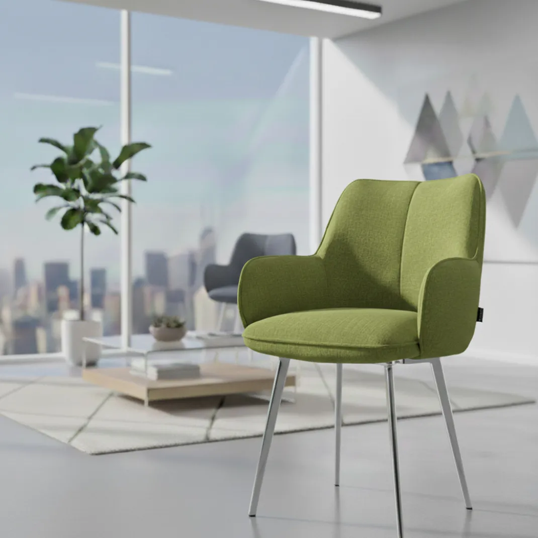 Silla confidente tapizada Gala, estructura 4 patas