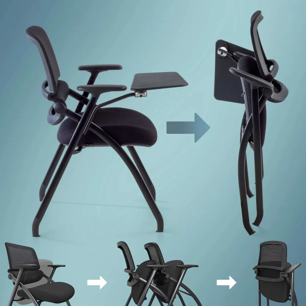 Silla con pala de escritural Flexia, respaldo de red, plegable
