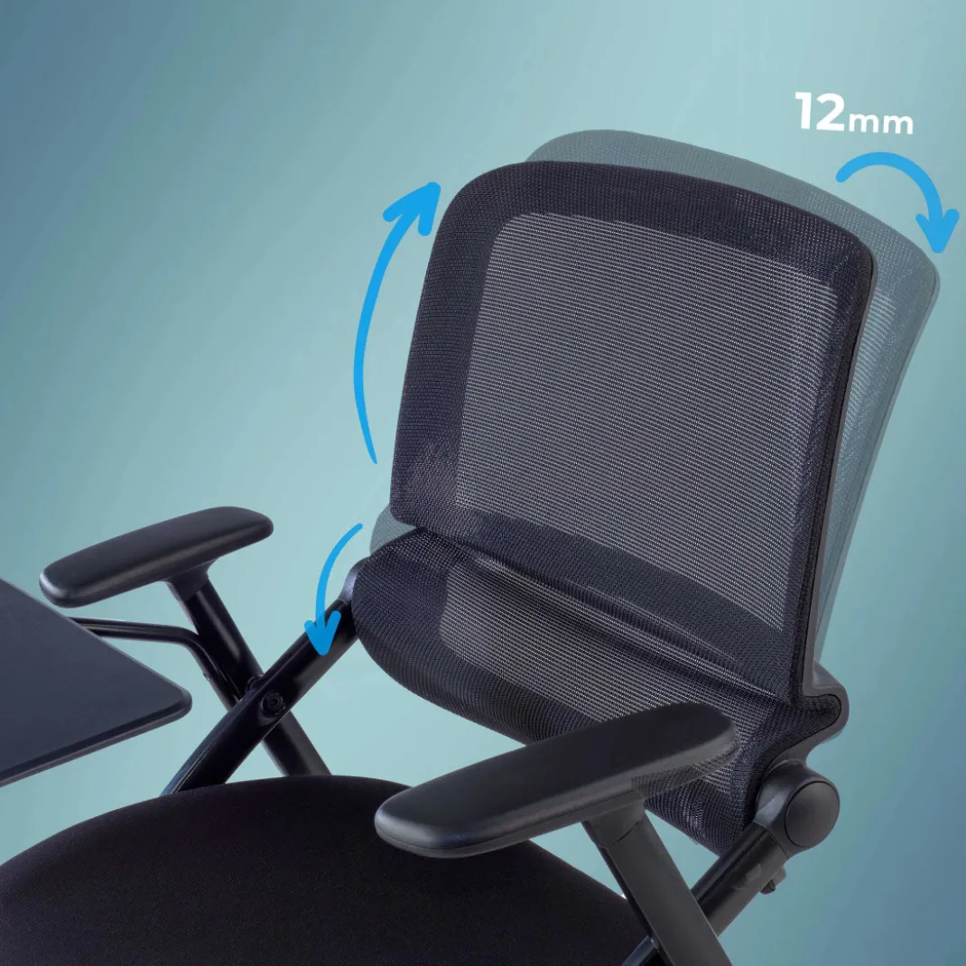 Silla con pala de escritural Flexia, respaldo de red, plegable