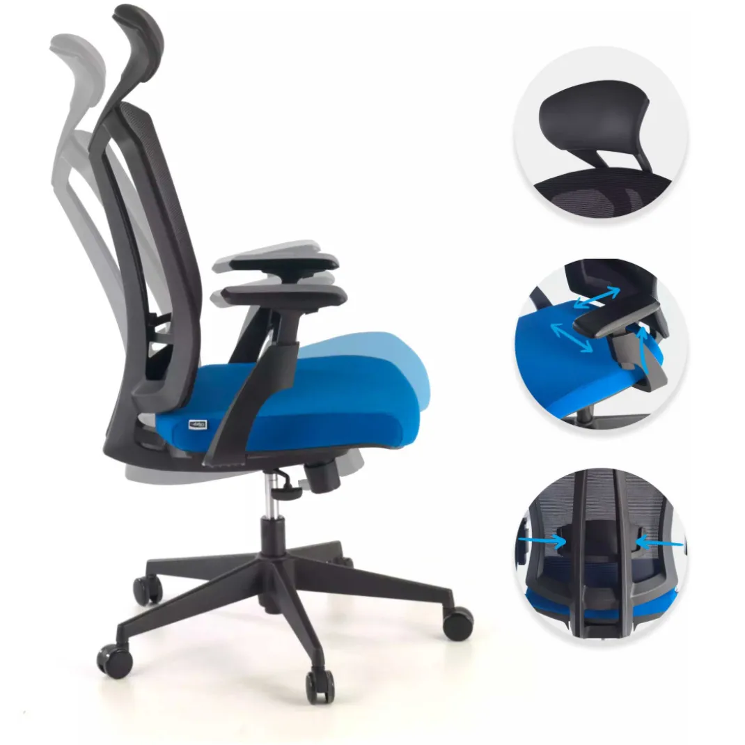 Silla de oficina Baron, reposacabezas, brazos 3D, red