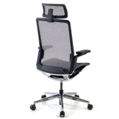 Silla de oficina ergonómica aluminio Duna red negra con reposacabezas