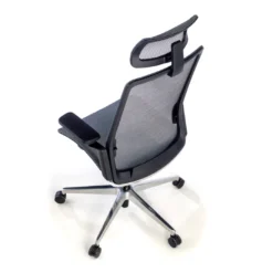 Silla de oficina ergonómica aluminio Duna red negra con reposacabezas
